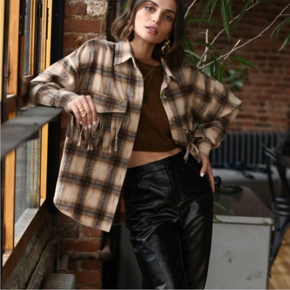 NWOT 12th Tribe DEVIN BROWN FRINGE SHACKET Size S - Picture 2 of 11